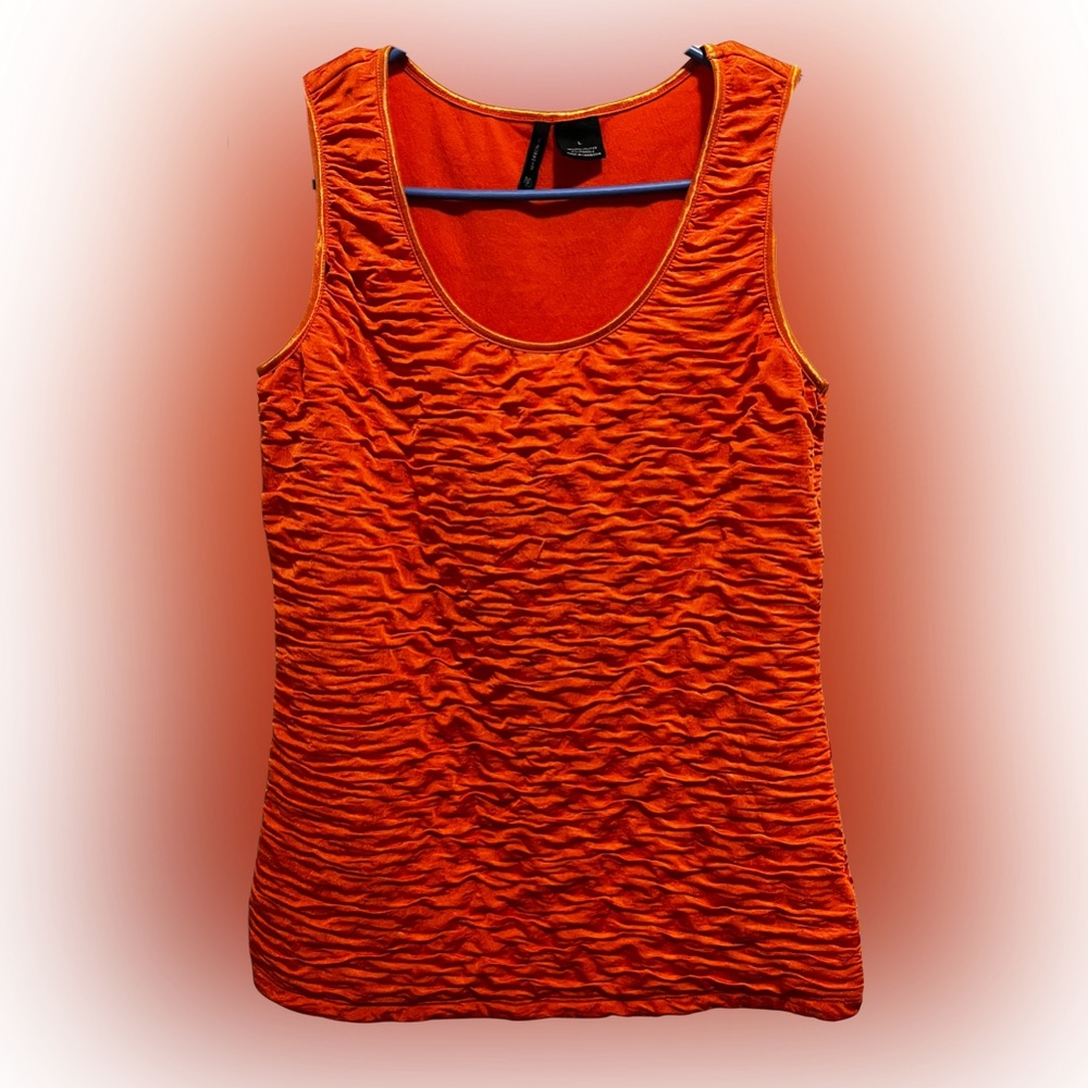 New Directions Vibrant Orange Textured Tank Top